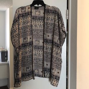 Multicolored elephant short kimono